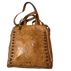 The Sak Loyola Tan Embossed Leather Convertible Backpack